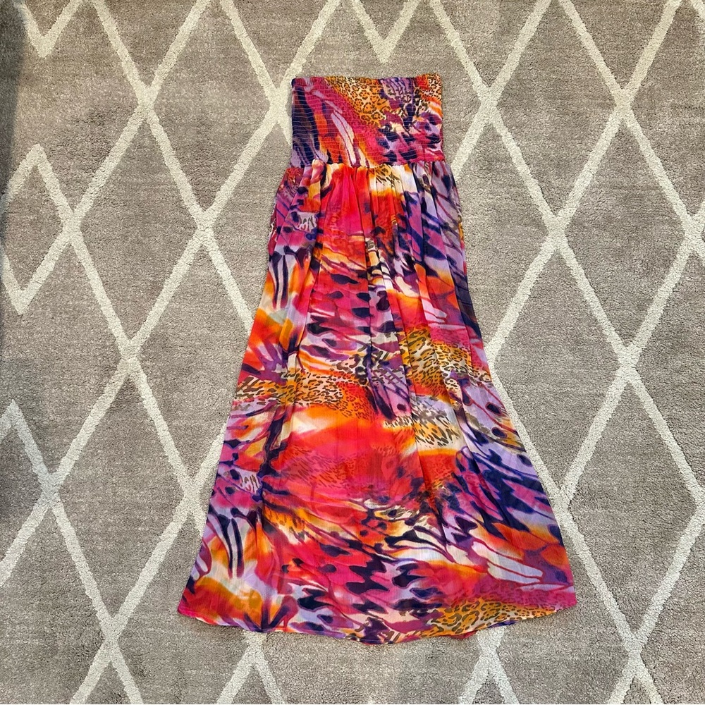 NWT Pia Rossini Resort Wear Beach Dress Strapless Maxi (Small/Medium)